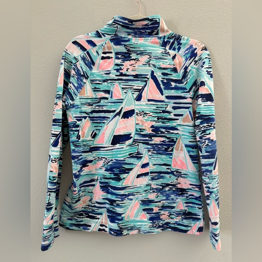 Lilly Pulitzer Skipper Popover Pier Pressure Sailboat print Quarter Zip Small - Picture 4 of 8